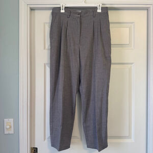 Vintage Women's Jessica London Gray Herringbone Pleated Pants Size 14W Petite